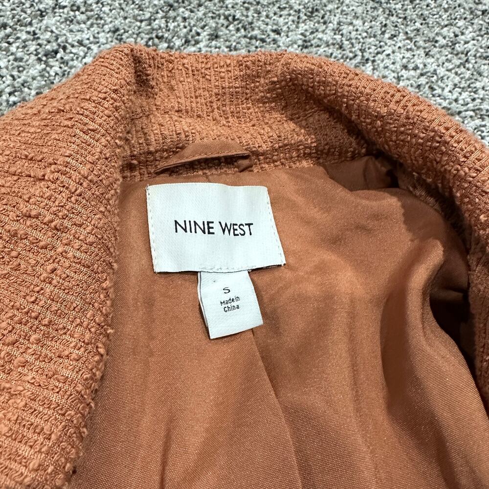 Nine West Women's Mocha Textured Knit Asymmetrical Zip Pockets Moto Jacket Small - Picture 5 of 10